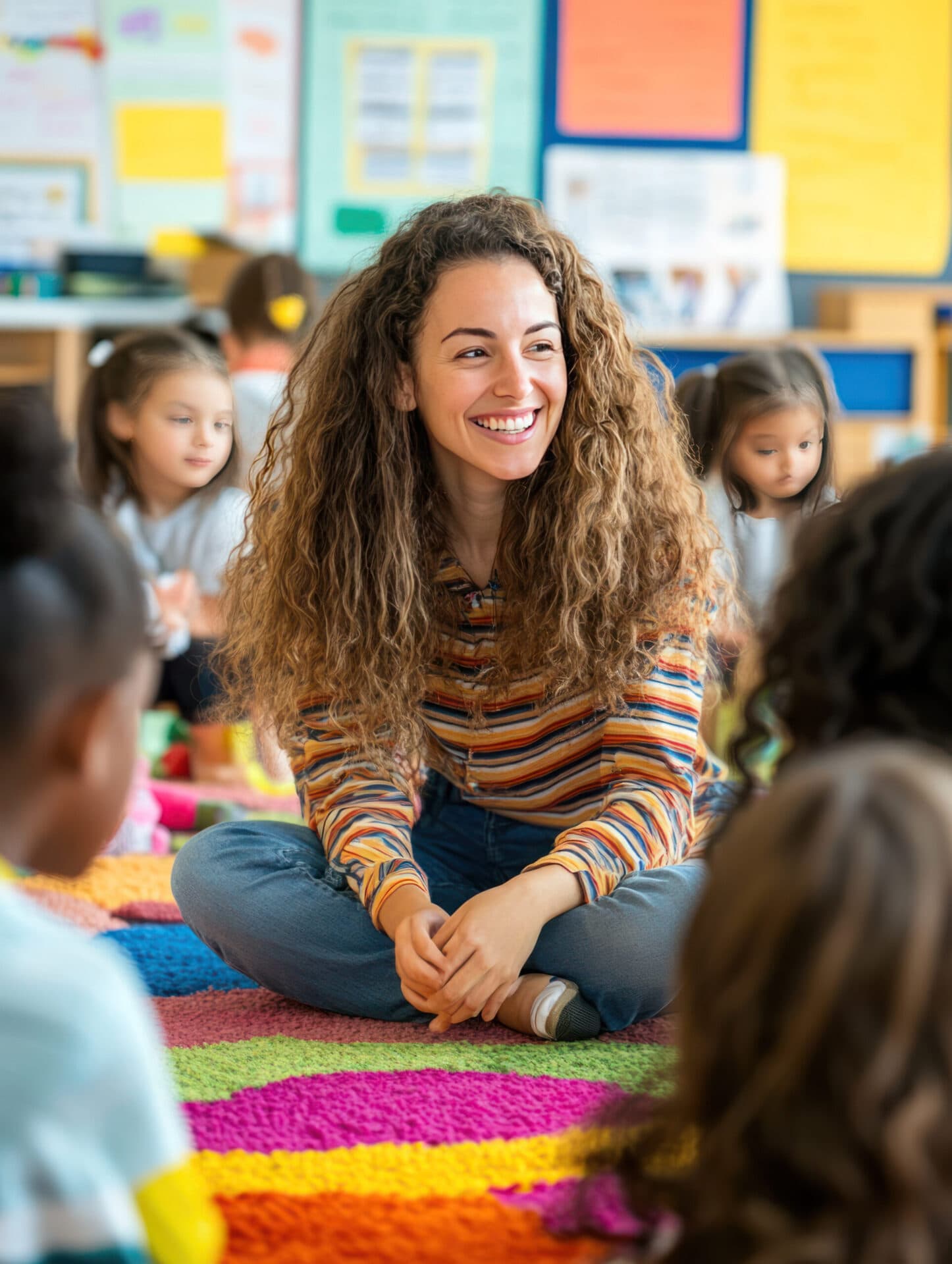 A Virginia Early Learning Academies teacher sitting with her students